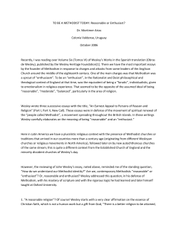 TO BE A METHODIST TODAY: Reasonable or Enthusiast? Dr