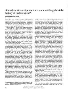 Should a mathematics teacher know something about the history of