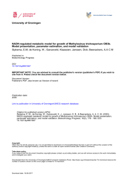 University of Groningen NADH-regulated metabolic model for