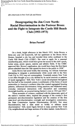 Desegregating the Jim Crow North: Bronx African Americans and