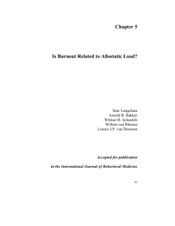 Chapter 5 Is Burnout Related to Allostatic Load?