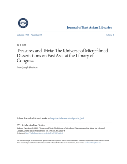 The Universe of Microfilmed Dissertations on East Asia at the Library