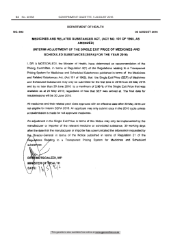 Interim Sep Increase Government Gazette, No. 40188, 5 August 2016