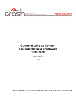 Guerre et viols au Congo : des urgentistes &agrave; - CRASH-msf