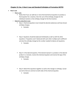 Sec. 4 Hess`s Law and Standard Enthalpies of