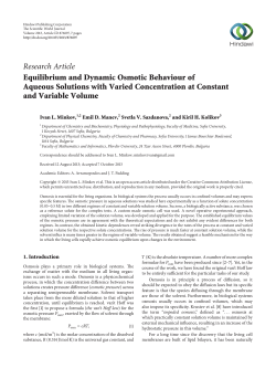 Equilibrium and Dynamic Osmotic Behaviour of Aqueous Solutions