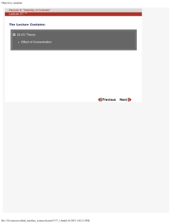 Module 8: "Stability of Colloids" Lecture 37