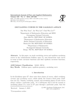 OSCULATING CURVES IN THE GALILEAN 4