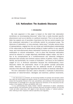 US Nationalism: The Academic Discourse