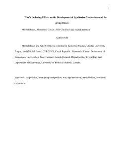 1 War`s Enduring Effects on the Development of Egalitarian