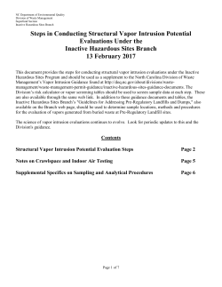 Steps in Conducting Structural Vapor Intrusion Potential Evaluations
