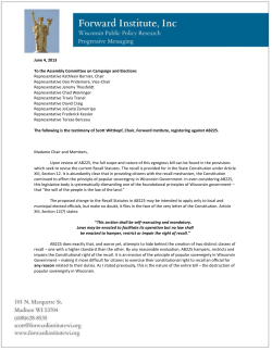 testimony of Scott Wittkopf, Chair, Forward Institute