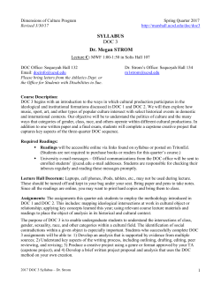 SYLLABUS DOC 3 Dr. Megan STROM