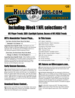 Including: Week 1 NFL selections+!!