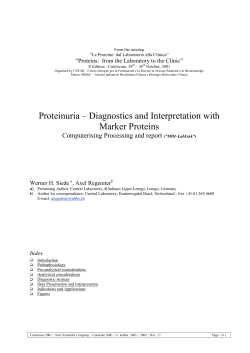 Proteinuria &ndash; Diagnostic and Interpretation with Marker Proteins