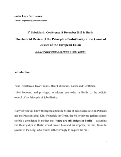 The Judicial Review of the Principle of Subsidiarity at