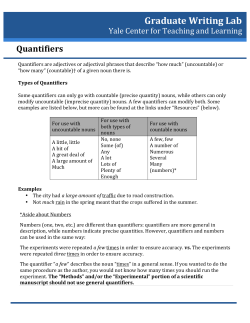 Quantifiers - Yale Center for Teaching and Learning