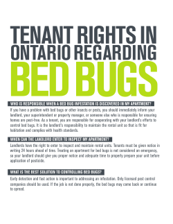 Tenant Rights in Ontario Regarding Bed Bugs