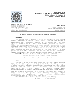 CLOTHING COMFORT PROPERTIES IN TEXTILE