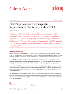 SEC Proposes New Exchange Act Regulations in Conformity with