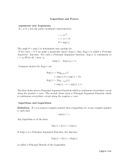 Logarithms and Powers arguments and Arguments If z = 0, z has the