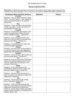 The Outsiders By S.E. Hinton Slang Vocabulary Chart Vocabulary