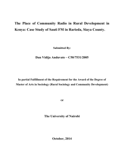 The Place of Community Radio in Rural Development in Kenya