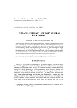 IMIDAZOLIUM IONIC LIQUIDS IN MINERAL PROCESSING
