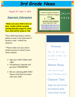Third Grade Newsletter August 29