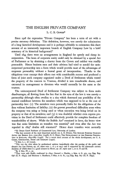 The English Private Company - Duke Law Scholarship Repository