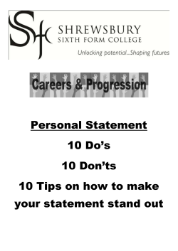 Personal Statement 10 Do`s 10 Don`ts 10 Tips on how to make your