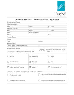 2016 Colorado Plateau Foundation Grant Application