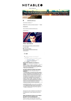 Featured on Notable.ca`s `Young Entrepreneurs