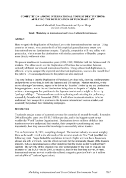 COMPETITION AMONG INTERNATIONAL TOURIST DESTINATIONS