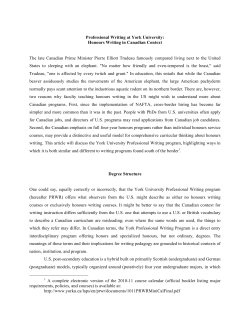 Professional Writing at York University: Honours Writing in Canadian