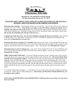 Directions to The Settlement at Thomas Divide, Bryson City NC