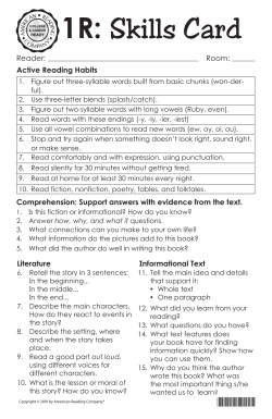 1R Skills Card 1R Skills Card