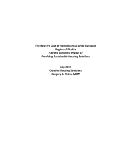 The Relative Cost of Homelessness in the Suncoast Region of