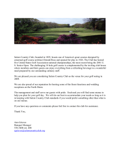 Salem Country Club, founded in 1895, boasts one of America`s great