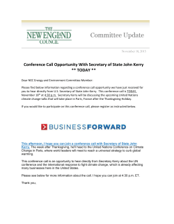 Secretary of State John Kerry Conference Call &ndash; TODAY