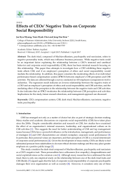 Effects of CEOs` Negative Traits on Corporate Social Responsibility