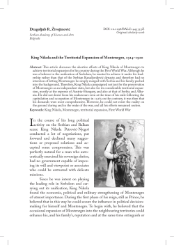 King Nikola and the territorial expansion of Montenegro, 1914-1920