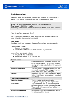 The Balance Sheet Worksheet