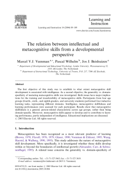The relation between intellectual and metacognitive skills from a