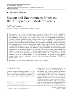 System and environment: notes on the autopoiesis of modern society