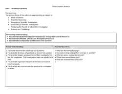 TASD Grade 4 Science Unit summary- The primary focus of the unit