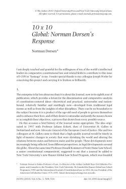 10 x 10 Global: Norman Dorsen`s Response