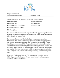 Job Description The mission of The First Tee is to impact local youth