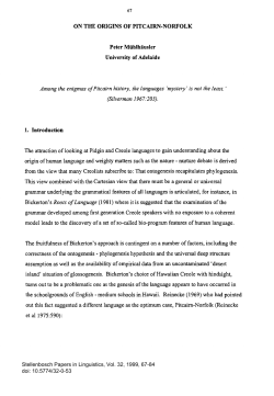 ON THE ORIGINS OF PITCAIRN-NORFOLK Peter Miihlhiiusler