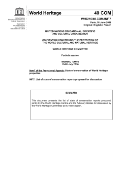 List of state of conservation reports proposed for discussion